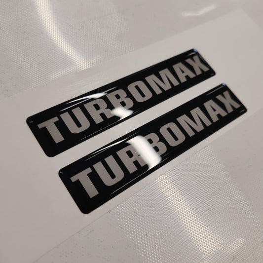 Chevy Turbomax 3D Domed Badge Emblem Decals 2pcs / Sticker Resin Set / White and Black