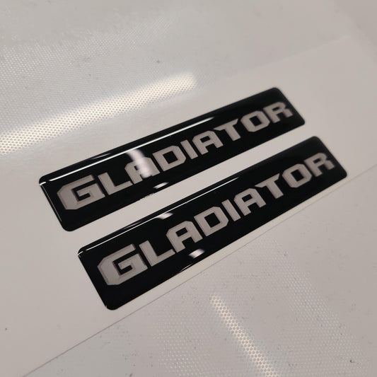 Jeep Gladiator 3D Domed Badge Emblem Decals 2pcs / Sticker Resin Set / White and Black
