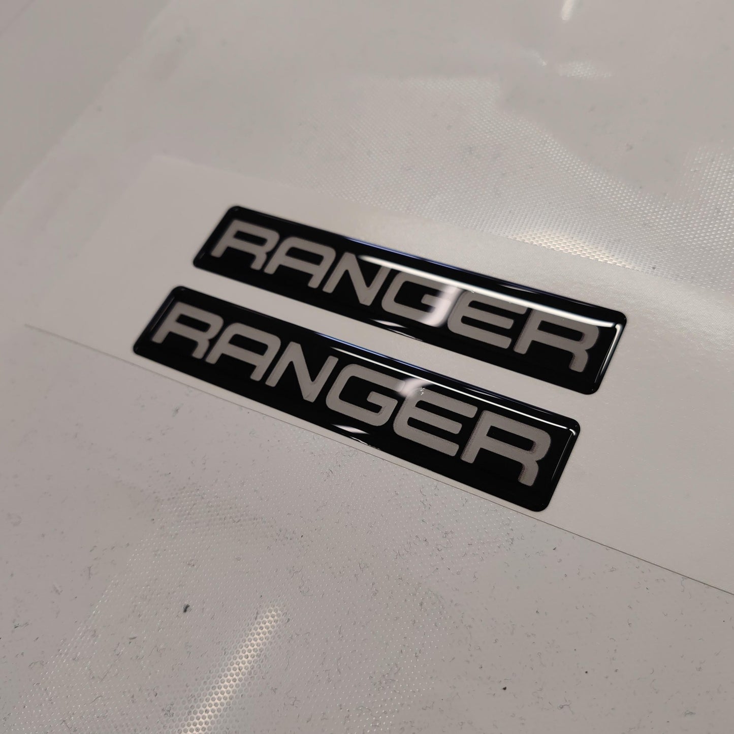 Ford Ranger 3D Domed Badge Emblem Decals 2pcs / Sticker Resin Set / White and Black