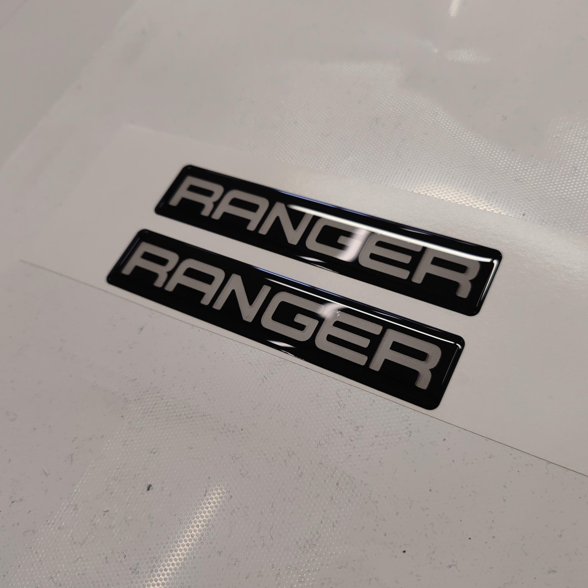 Ford Ranger 3D Domed Badge Emblem Decals 2pcs / Sticker Resin Set / White and Black