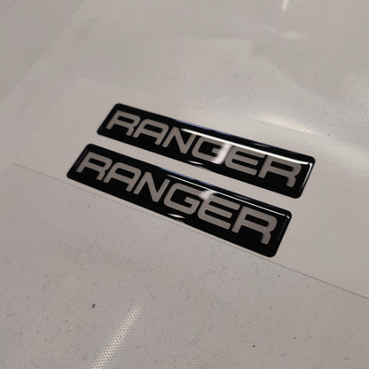 Ford Ranger 3D Domed Badge Emblem Decals 2pcs / Sticker Resin Set / White and Black