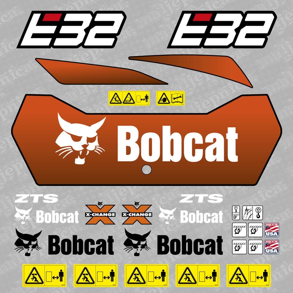 E32 Bobcat Mini Excavator (1) Aftermarket Decal / Aufkleber / Adesivo / Sticker / Replacement Set