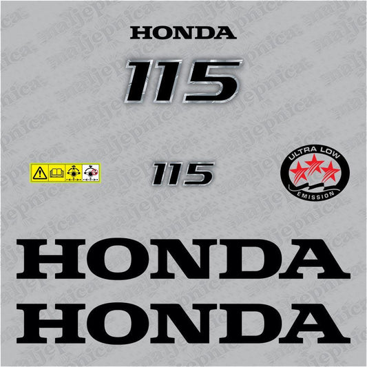 Aftermarket Replacement Honda 115 Two Stroke (2017) Outboard Decal Sticker Set