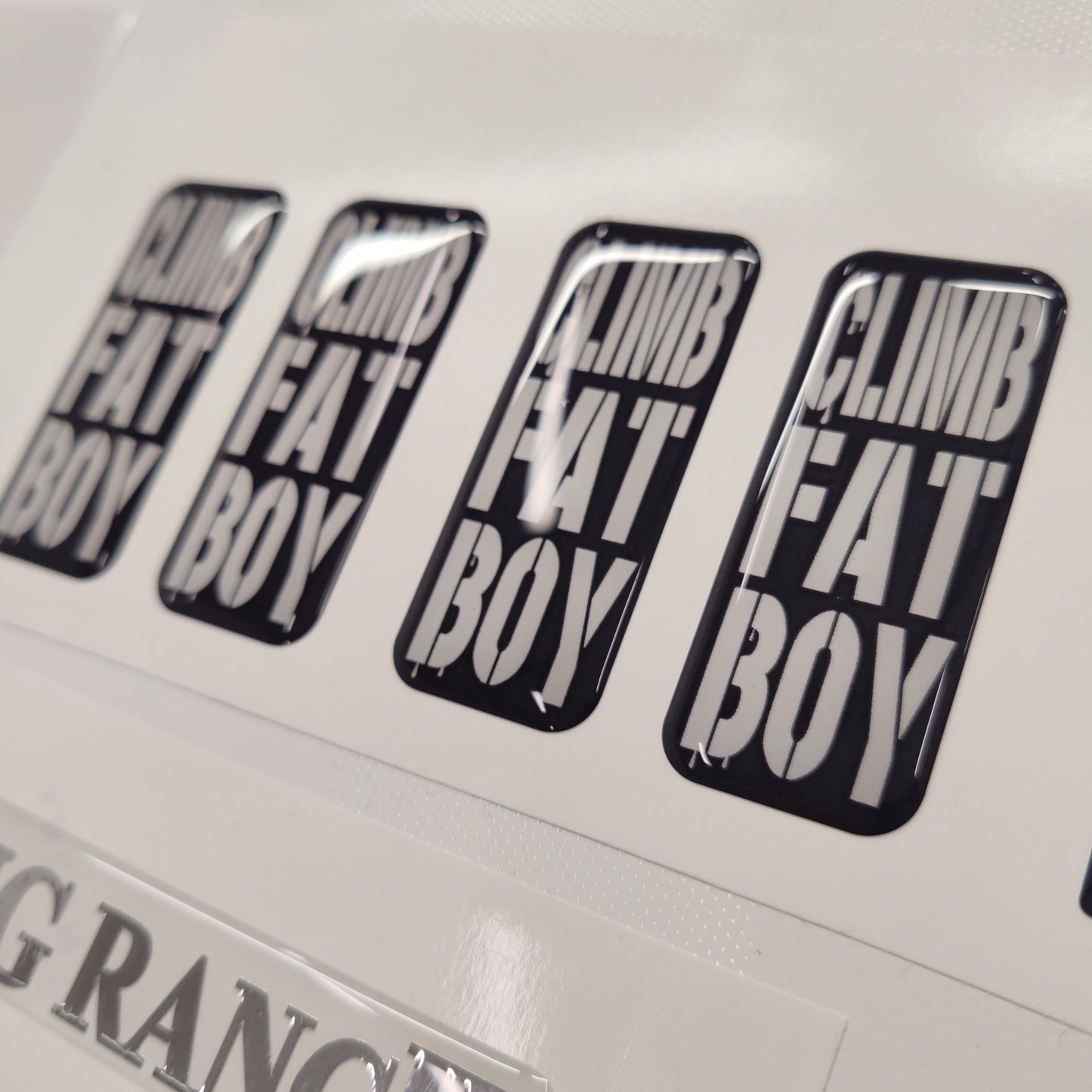 Climb Fat Boy 3D Badge Domed Decals 4pcs / Sticker Resin Set