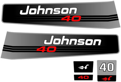 Johnson 40 Outboard (1992) Aftermarket Replacement Decals / Aufkleber / Adesivo / Sticker Set