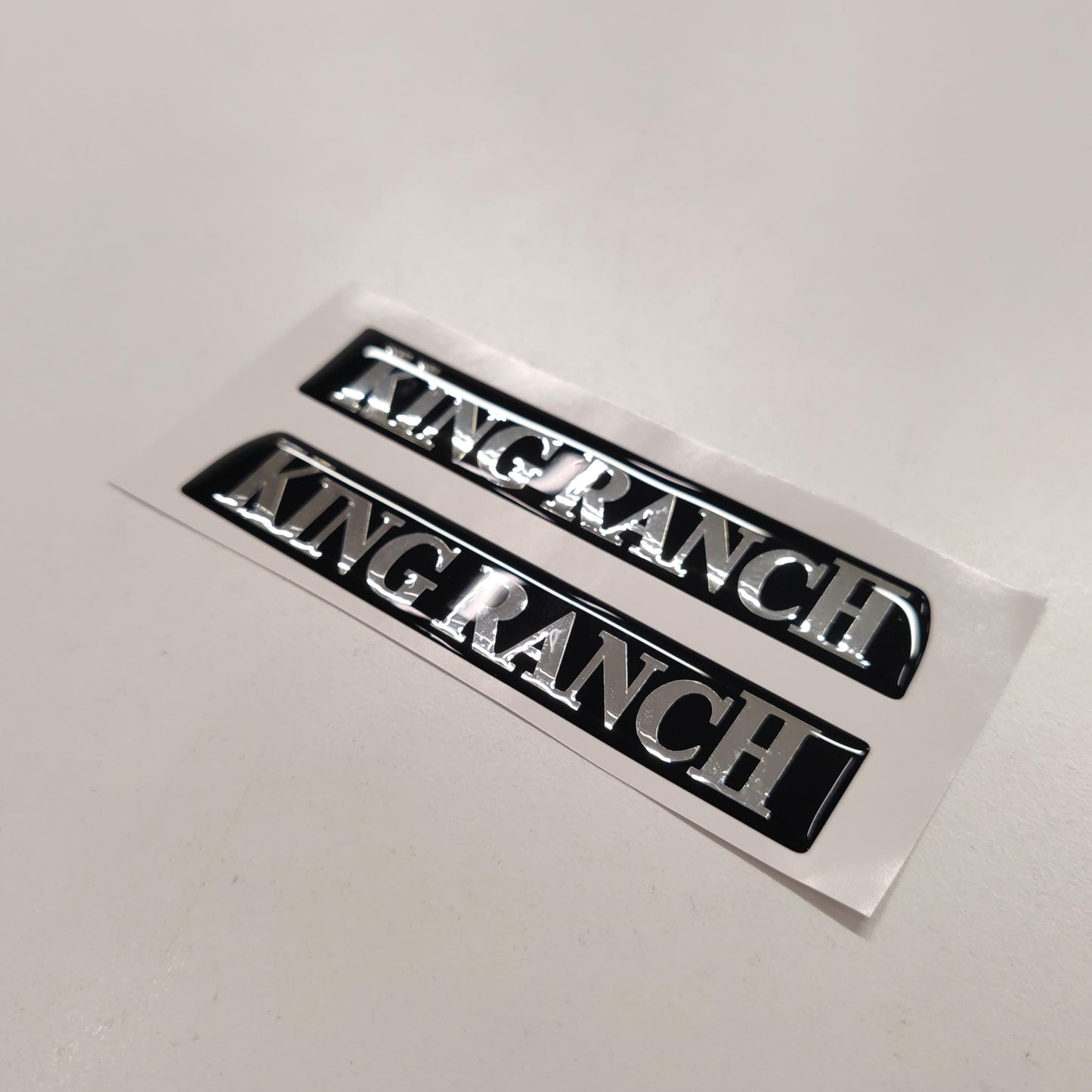 King Ranch 3D Aftermarket Replacement Fender Decals for 2023 and 2024 Ford F250 or F350 Domed Decal 2pcs / Black Chrome Sticker Resin Set