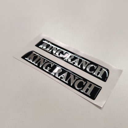 King Ranch 3D Aftermarket Replacement Fender Decals for 2023 and 2024 Ford F250 or F350 Domed Decal 2pcs / Black Chrome Sticker Resin Set