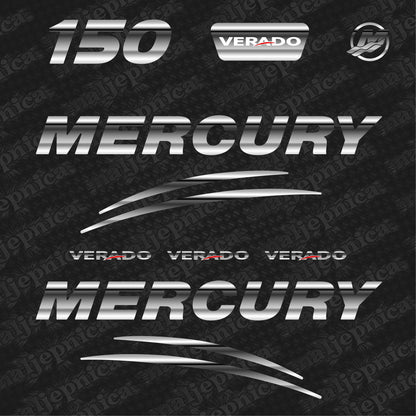 Mercury 150 Verado (2017) 3D Aftermarket Replacement Outboard Decal Sticker Set