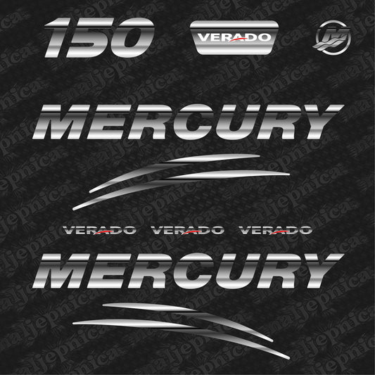 Mercury 150 Verado (2017) 3D Aftermarket Replacement Outboard Decal Sticker Set