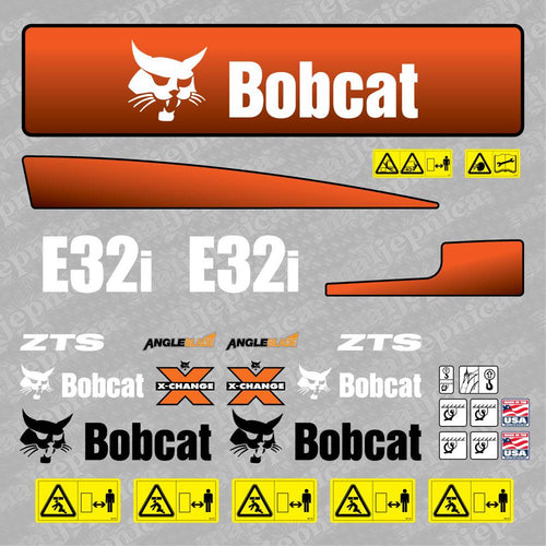Aftermarket E32i Bobcat Mini Excavator Compact Decals / Aufkleber / Adesivo / Sticker / Replacement Set (older model) Reprdouction