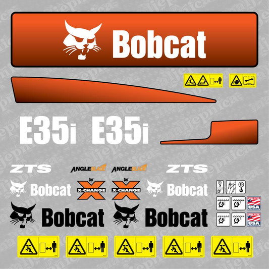 Aftermarket E35i Bobcat Mini Excavator Compact Decals / Aufkleber / Adesivo / Sticker / Replacement Set (older model) Reprdouction