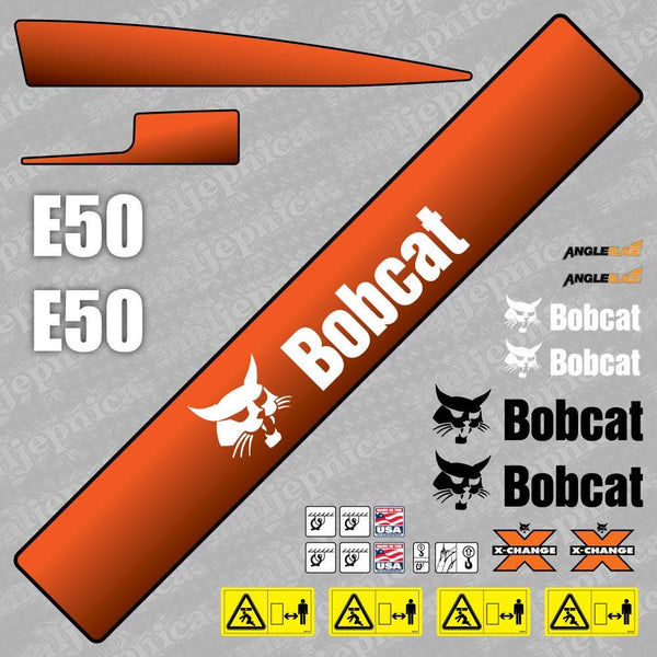 Aftermarket E50 Bobcat Mini Excavator Compact Decals / Aufkleber / Adesivo / Sticker / Replacement Set (older model) Reprdouction