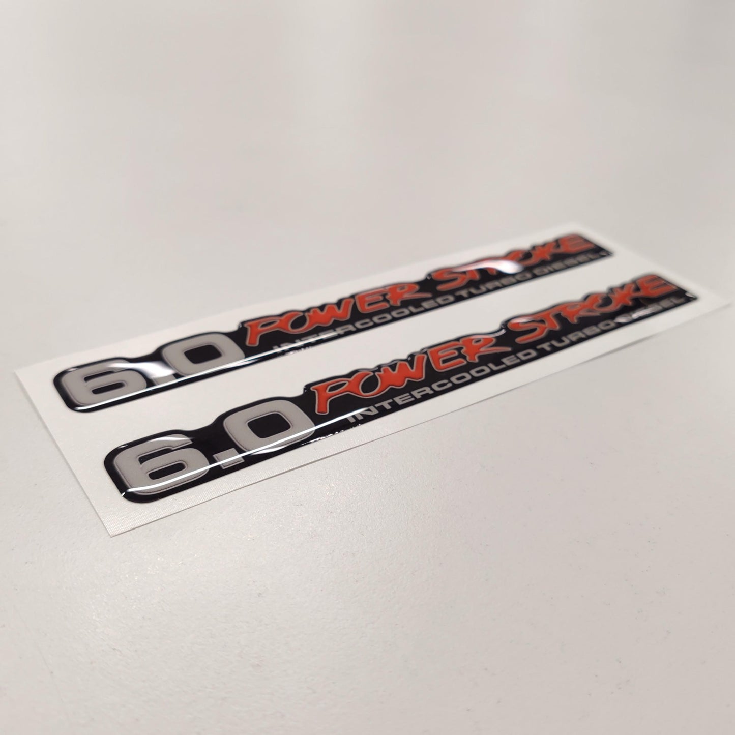 6.0 Power Stroke Intercooled Turbo Diesel Badge 3D Aftermarket Replacement Decals Domed 2pcs / Sticker Resin Set