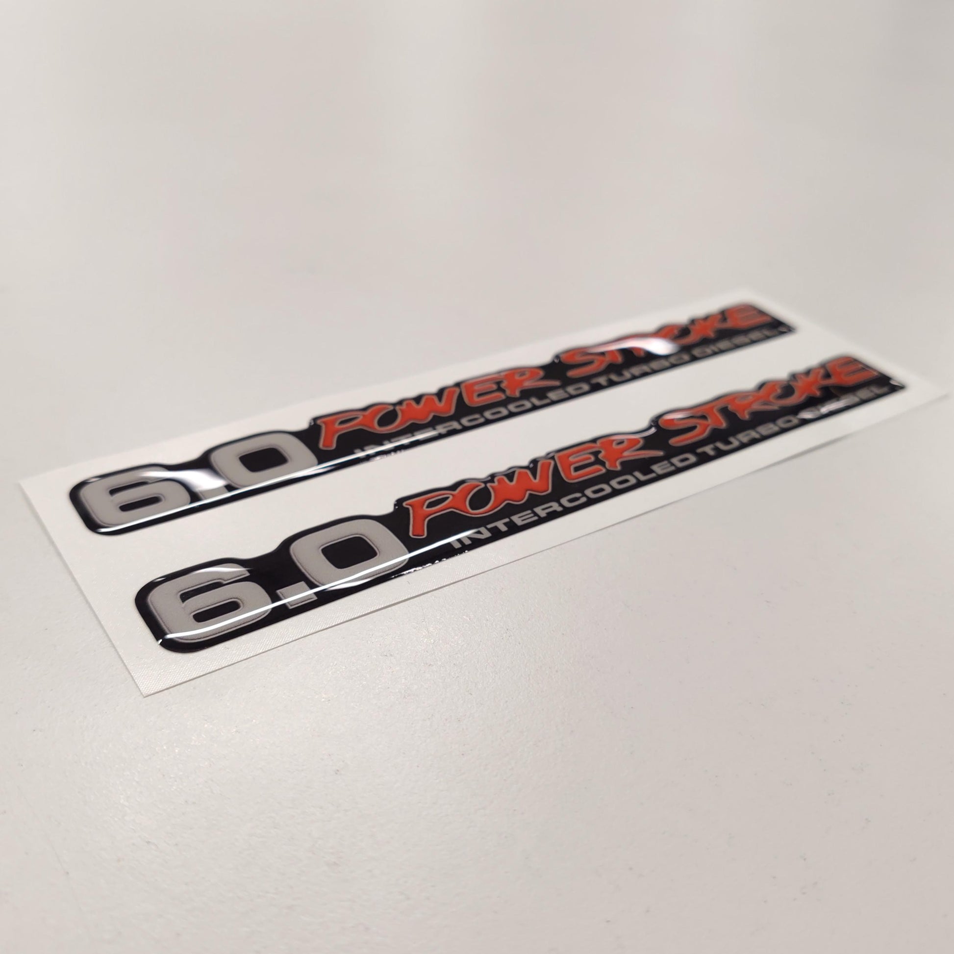 6.0 Power Stroke Intercooled Turbo Diesel Badge 3D Aftermarket Replacement Decals Domed 2pcs / Sticker Resin Set