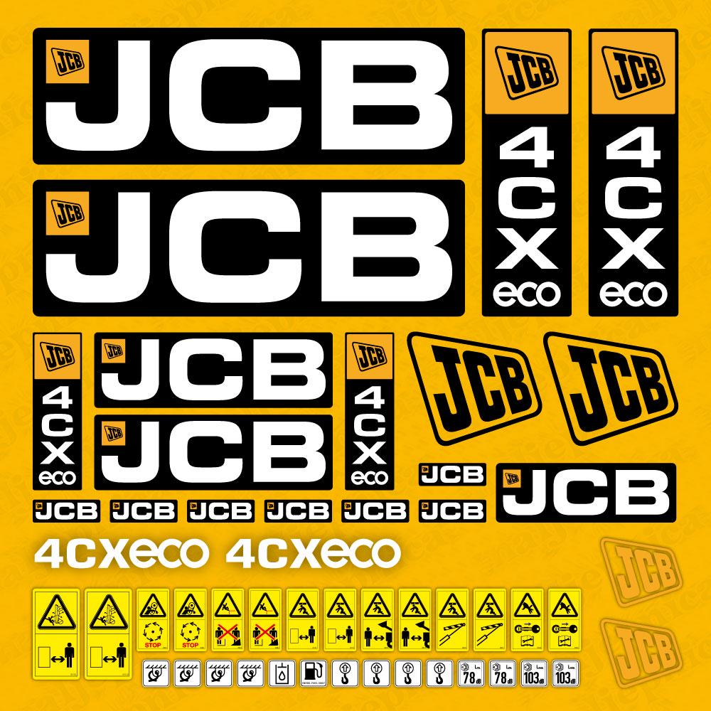 JCB 4CX ECO Equipment Machinery Aftermarket Decal / Aufkleber / Adesivo / Sticker / Reproduction Replacement Set