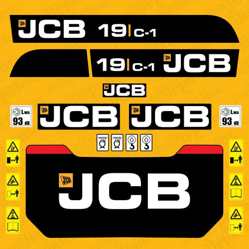 JCB 19 C-1 Mini Excavator Minibagger Equipment Machinery Aftermarket Decal / Aufkleber / Adesivo / Sticker / Reproduction Replacement Set