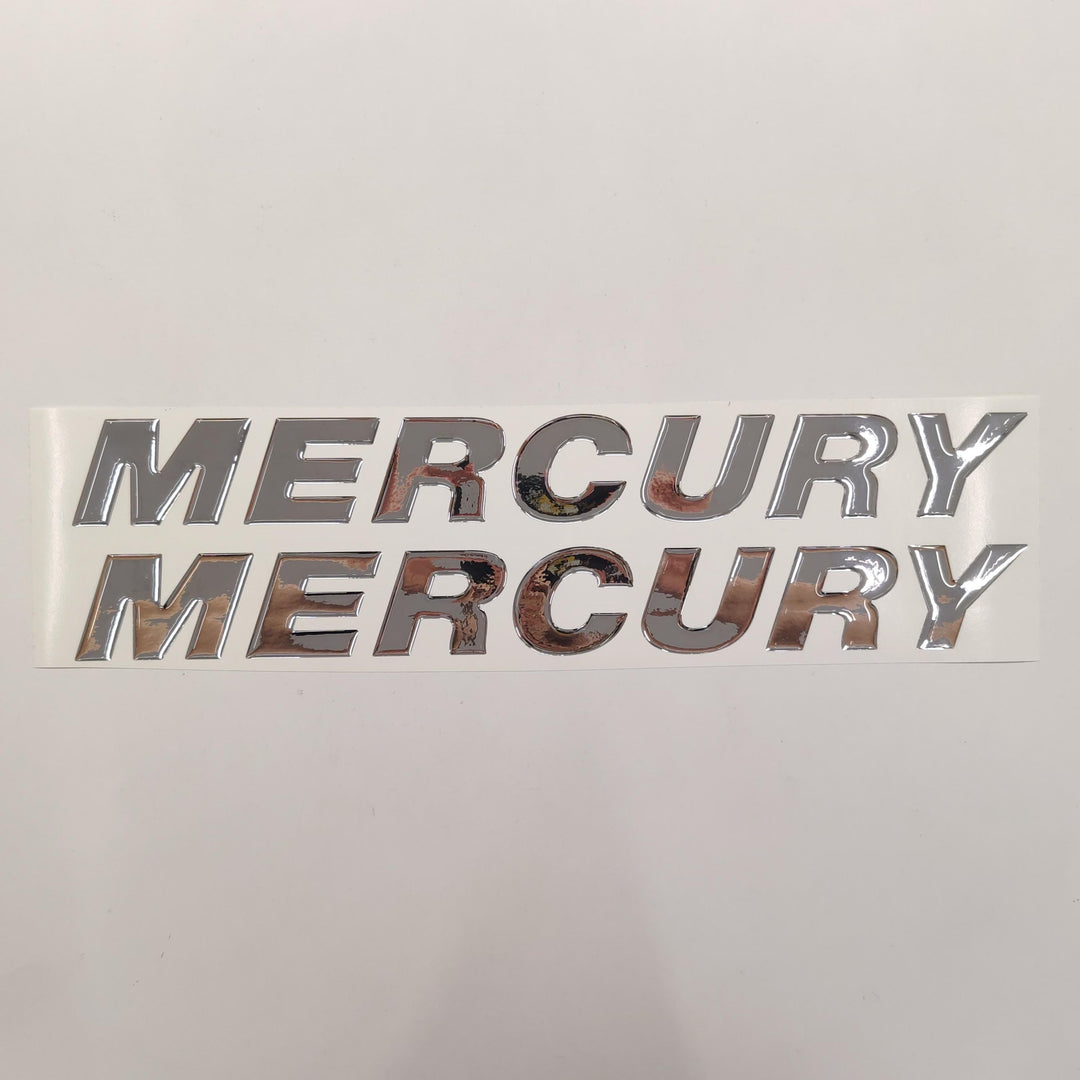 Mercury Rising Lettering Mercury 3D Raised Chrome Resin Lettering Decal Set / 2 Piece for Outbo ...