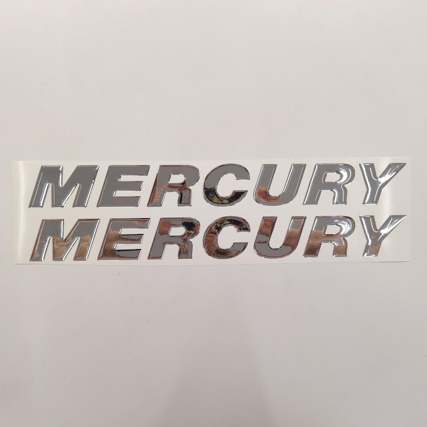 Mercury 3D Raised Chrome Resin Lettering Decal Set / 2 Piece for Outboards / Aftermarket Replacement Reproduction - Dimension: 19.69 inch - 2 pcs,24.80 inch - 2 pcs