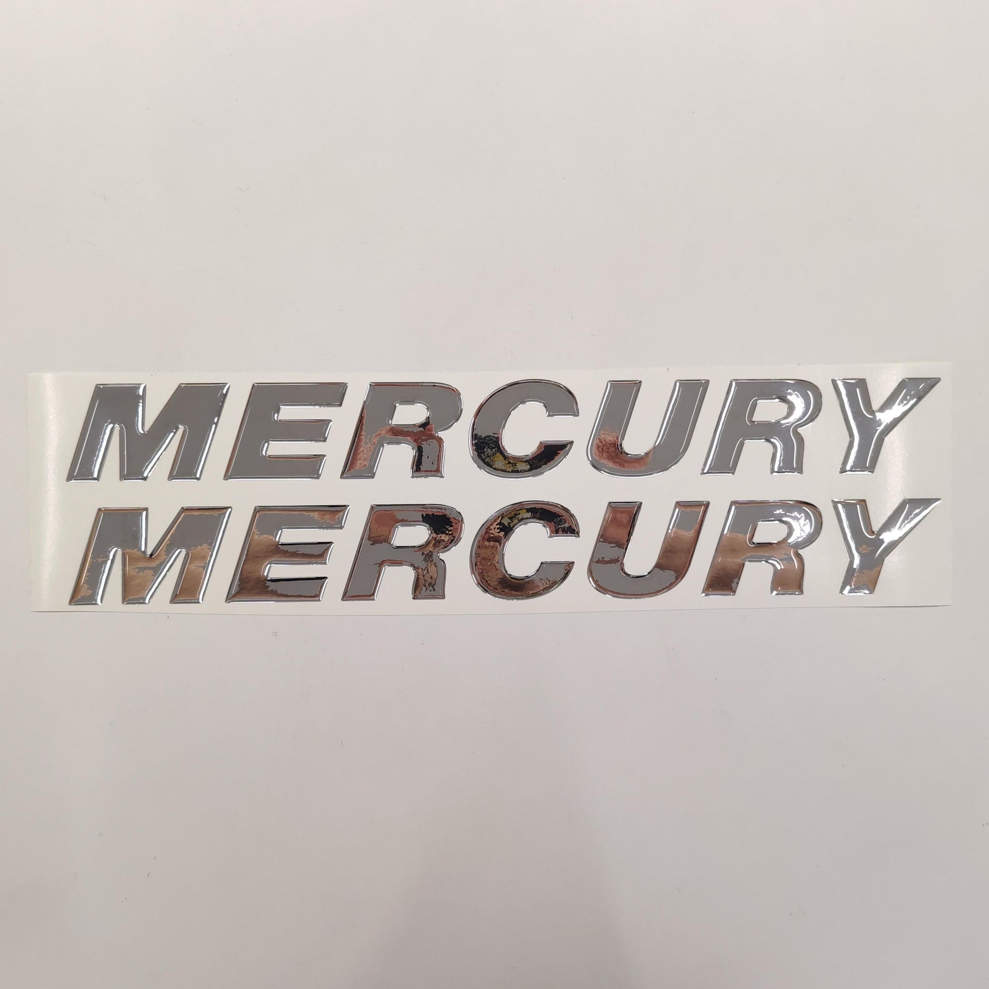 Mercury 3D Raised Chrome Resin Lettering Decal Set / 2 Piece for Outboards / Aftermarket Replacement Reproduction - Dimension: 19.69 inch - 2 pcs,24.80 inch - 2 pcs
