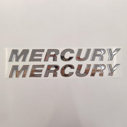 Mercury 3D Raised Chrome Resin Lettering Decal Set / 2 Piece for Outboards / Aftermarket Replacement Reproduction - Dimension: 19.69 inch - 2 pcs,24.80 inch - 2 pcs