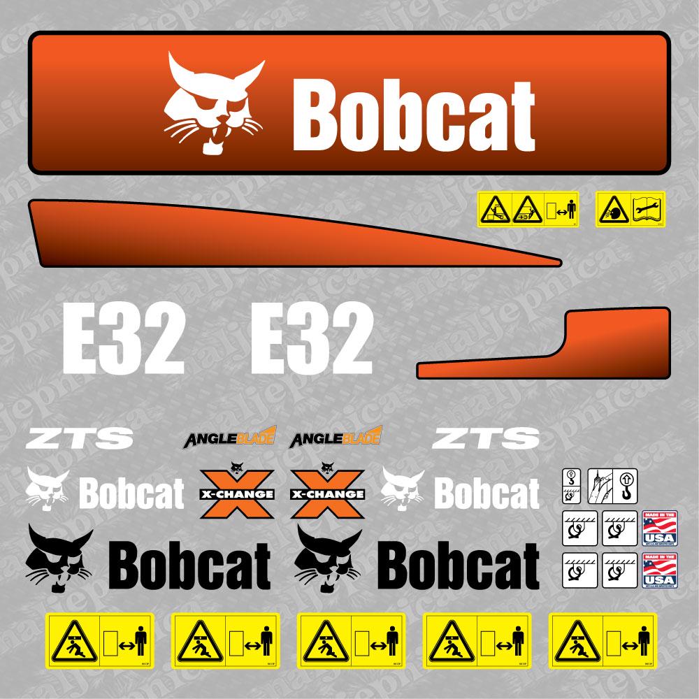 Aftermarket E32 Bobcat Mini Excavator Compact Decals / Aufkleber / Adesivo / Sticker / Replacement Set (older model) Reprdouction