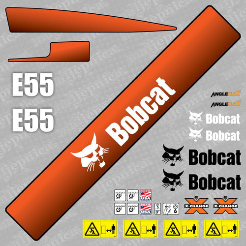 Aftermarket E55 Bobcat Mini Excavator Compact Decals / Aufkleber / Adesivo / Sticker / Replacement Set (older model) Reprdouction