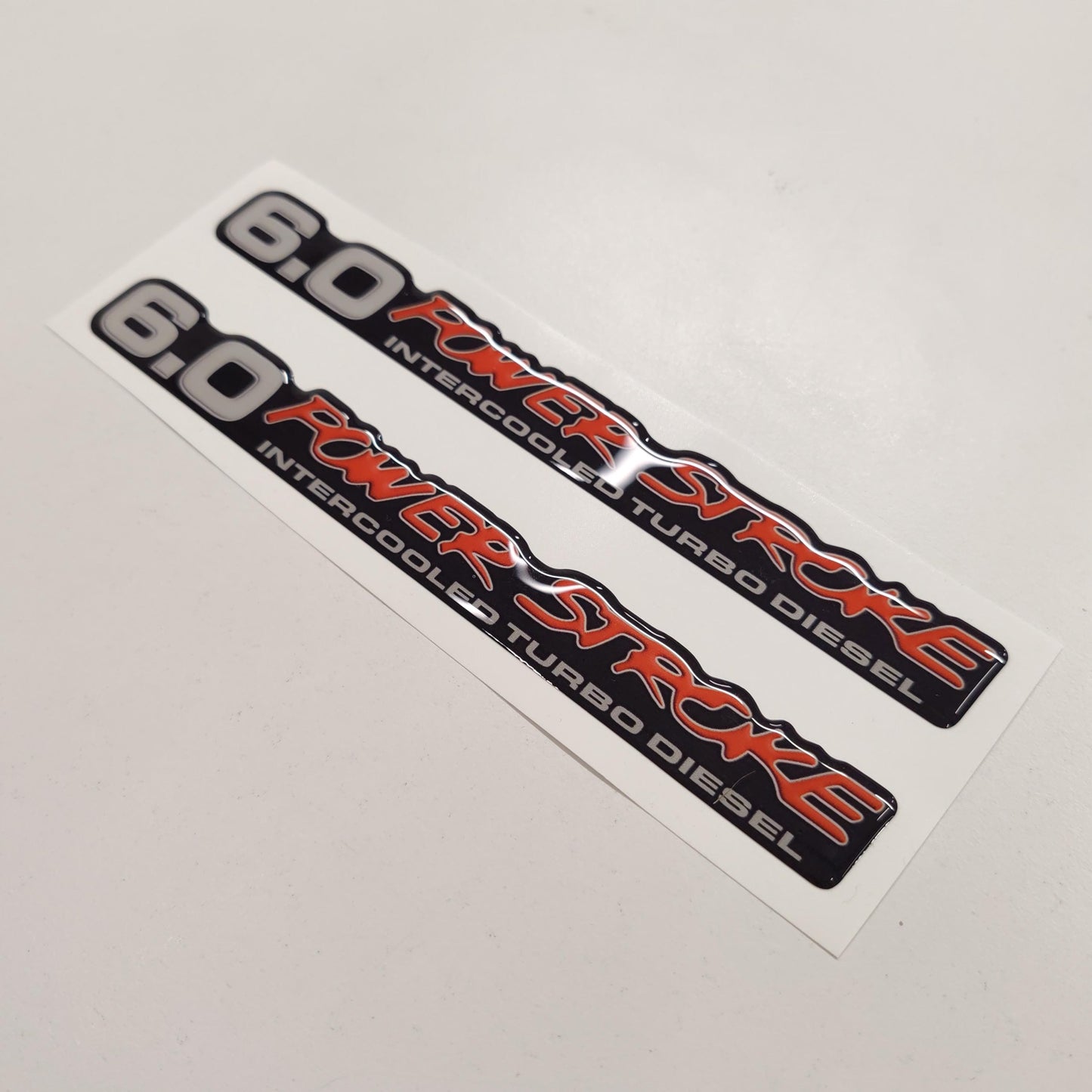 6.0 Power Stroke Intercooled Turbo Diesel Badge 3D Aftermarket Replacement Decals Domed 2pcs / Sticker Resin Set