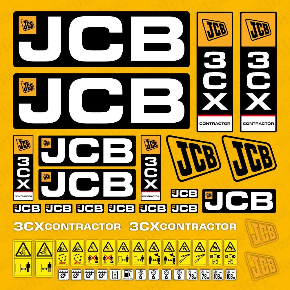 JCB 3CX Contractor Equipment Machinery Aftermarket Decal / Aufkleber / Adesivo / Sticker / Reproduction Replacement Set