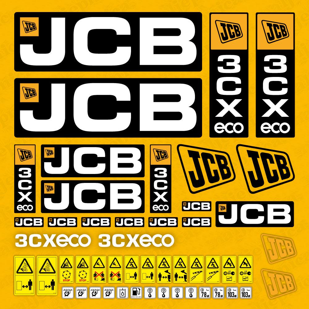 JCB 3CX ECO Equipment Machinery Aftermarket Decal / Aufkleber / Adesivo / Sticker / Reproduction Replacement Set