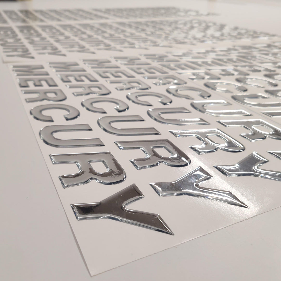 Mercury 135 Four Stroke 2013+ (3D font) BLUE aftermarket replacement outboard decal / sticker set