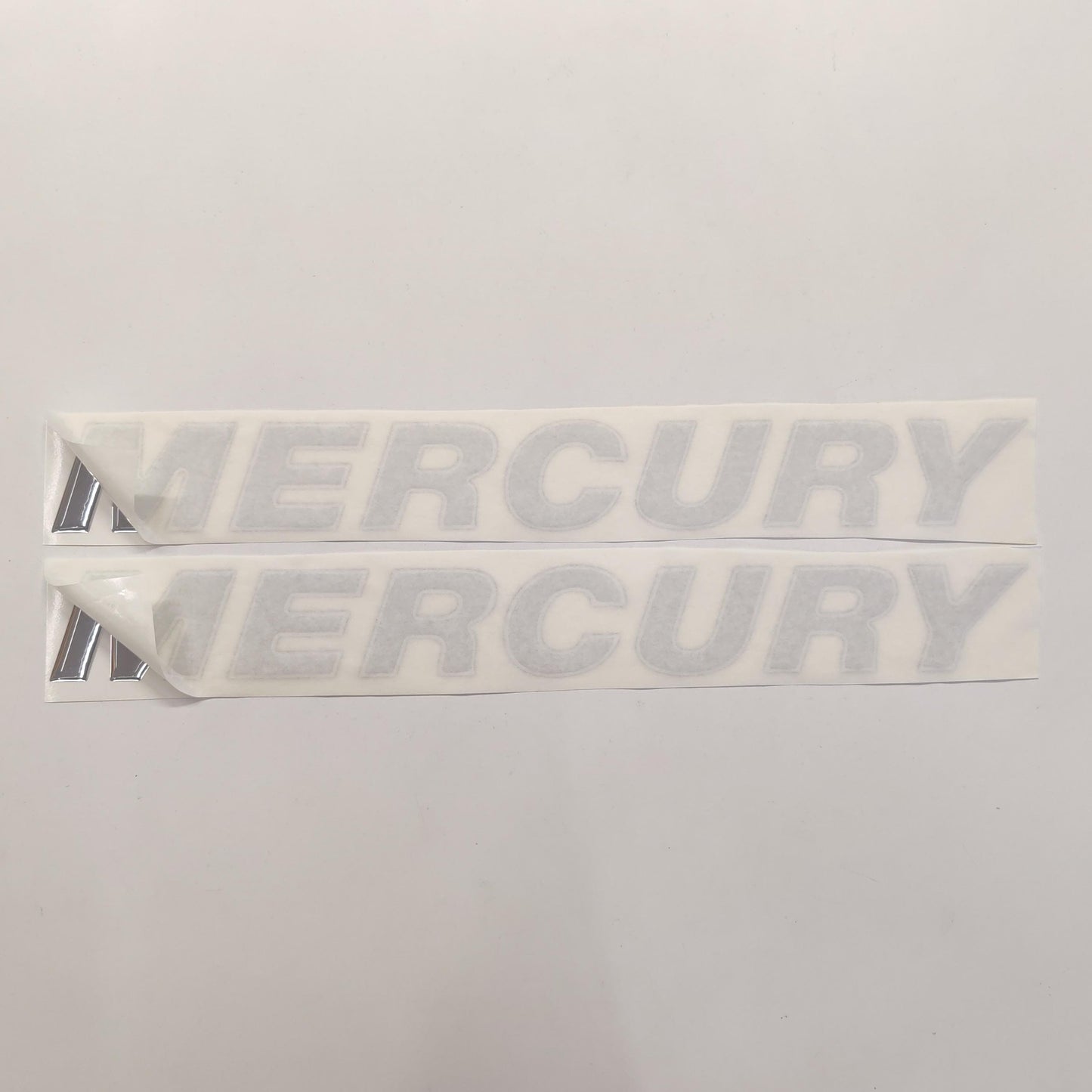 Mercury 3D Raised Chrome Resin Lettering Decal Set / 2 Piece for Outboards / Aftermarket Replacement Reproduction