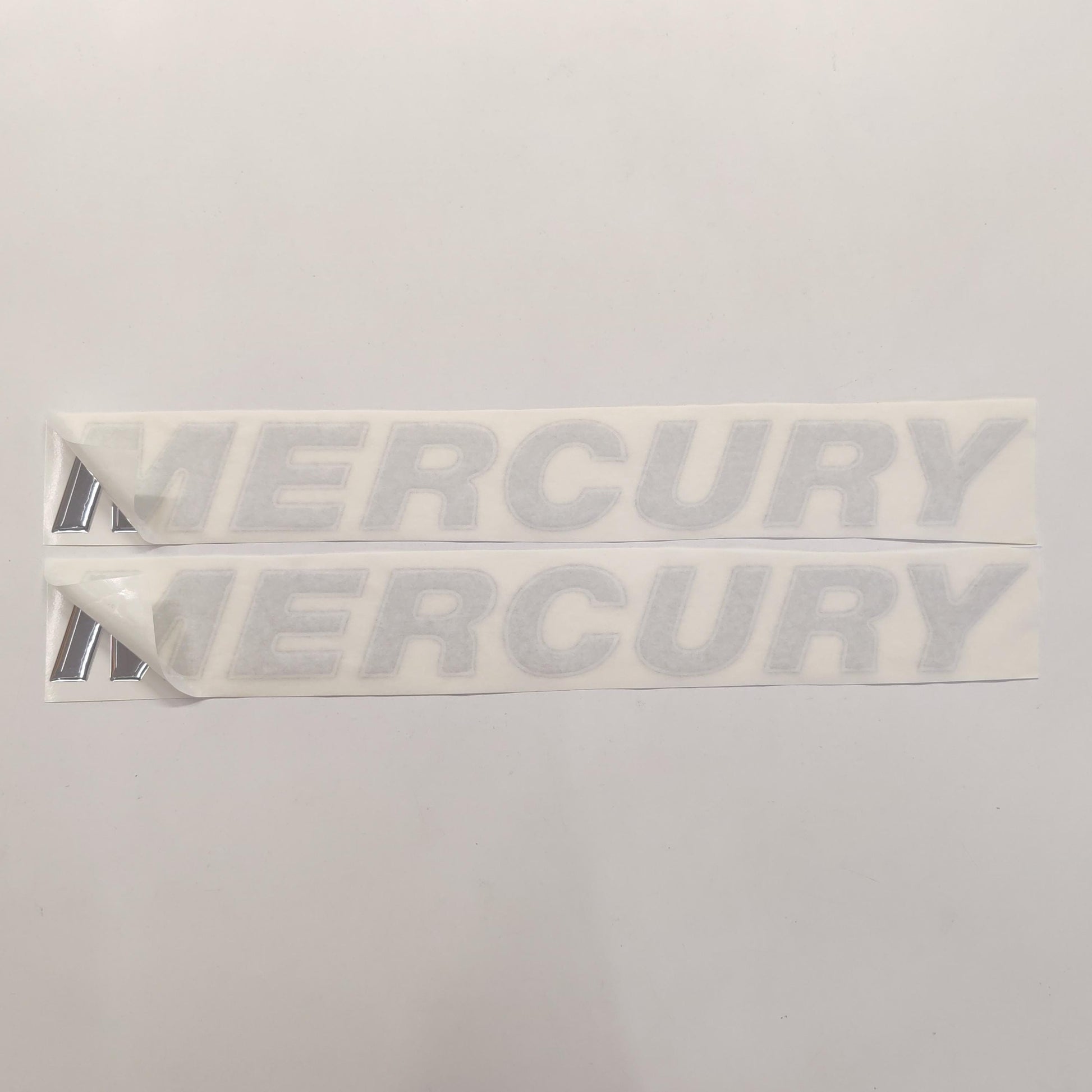 Mercury 3D Raised Chrome Resin Lettering Decal Set / 2 Piece for Outboards / Aftermarket Replacement Reproduction