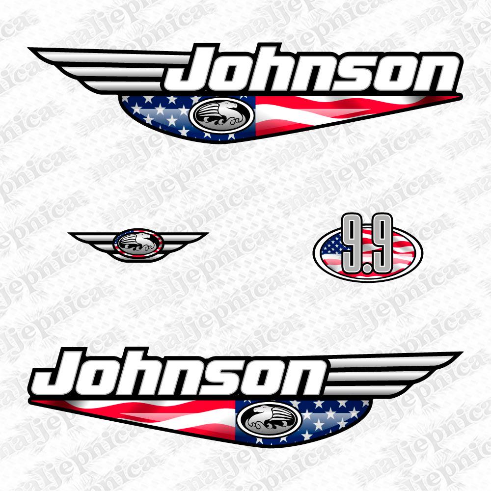 Johnson 9.9 Outboard (1992 - 2000) US Flag Aftermarket Decal / aufkleber / adesivo / Sticker Set
