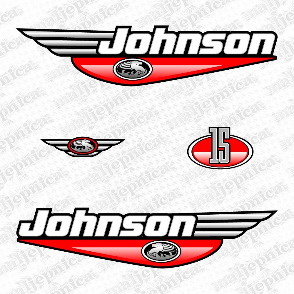 Johnson 15 Outboard (1992 - 2000) Red Aftermarket Decal / aufkleber / adesivo / Sticker Set
