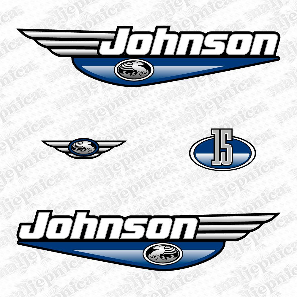 Johnson 15 Outboard (1992 - 2000) Blue Aftermarket Decal / aufkleber / adesivo / Sticker Set