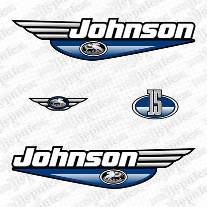Johnson 15 Outboard (1992 - 2000) Blue Aftermarket Decal / aufkleber / adesivo / Sticker Set