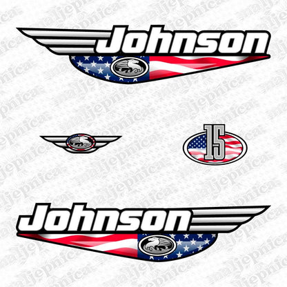 Johnson 15 Outboard (1992 - 2000) US Flag Aftermarket Decal / aufkleber / adesivo / Sticker Set