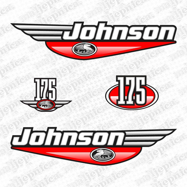 Johnson 175 Outboard (1992 - 2000) RED Aftermarket Replacement Decal / aufkleber / adesivo / Sticker Set