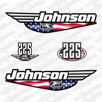 Johnson 225 Outboard (1992 - 2000) US Flag Aftermarket Replacement Decal / aufkleber / adesivo / Sticker Set
