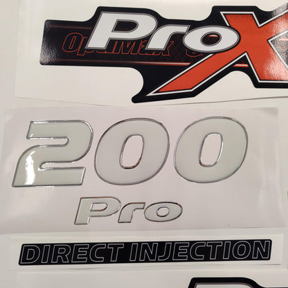 Mercury 200 3D PRO XS Optimax (2012-2017) Domed Aftermarket Replacement Outboard Decal Sticker Resin Set