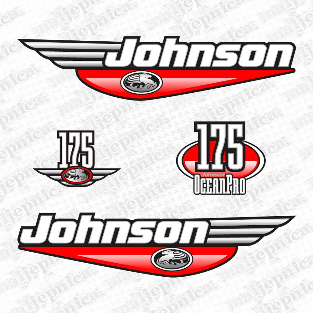 Johnson 175 Ocean Pro Outboard (1992 - 2000) RED Aftermarket Replacement Decal / aufkleber / adesivo / Sticker Set