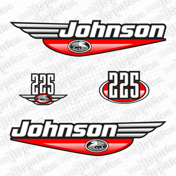Johnson 225 Outboard (1992 - 2000) RED Aftermarket Replacement Decal / aufkleber / adesivo / Sticker Set