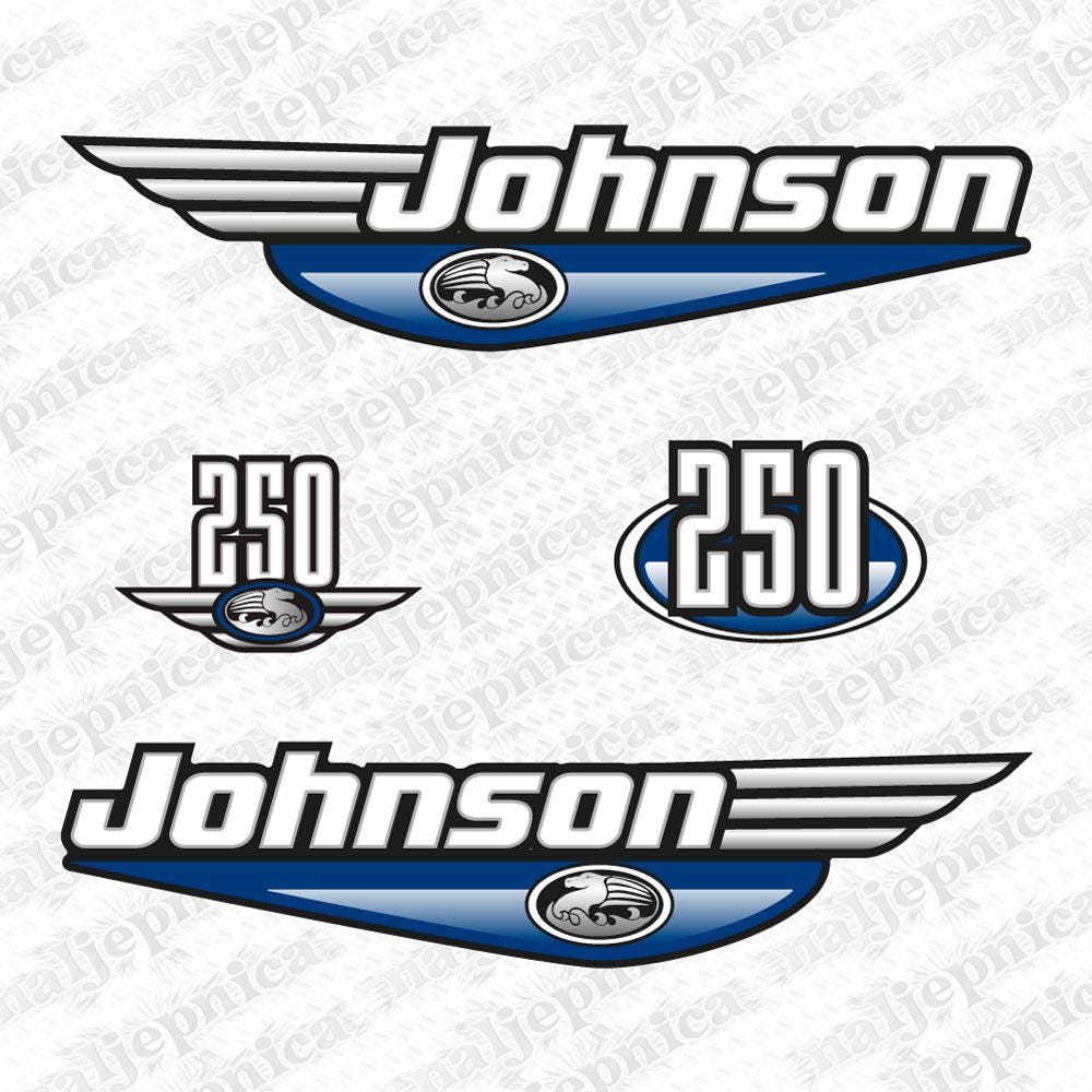 Johnson 250 Outboard (1992 - 2000) BLUE Aftermarket Replacement Decal / aufkleber / adesivo / Sticker Set