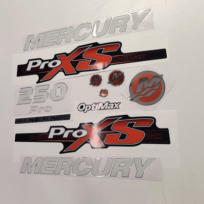 Mercury 250 3D PRO XS Optimax (2012-2017) Domed Aftermarket Replacement Outboard Decal Sticker Resin Set