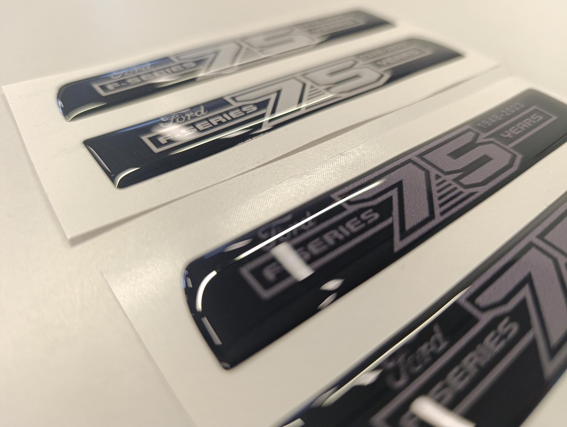 F Series 3D 75 Years Aftermarket Replacement Fender Decals for 2023 and 2024 Ford F250 or F350 Domed Decal 2pcs / Sticker Resin Set / W & G