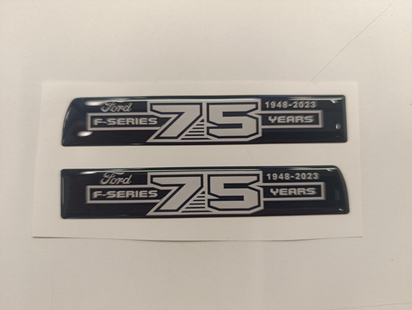 F Series 3D 75 Years Aftermarket Replacement Fender Decals for 2023 and 2024 Ford F250 or F350 Domed Decal 2pcs / Sticker Resin Set / W & G