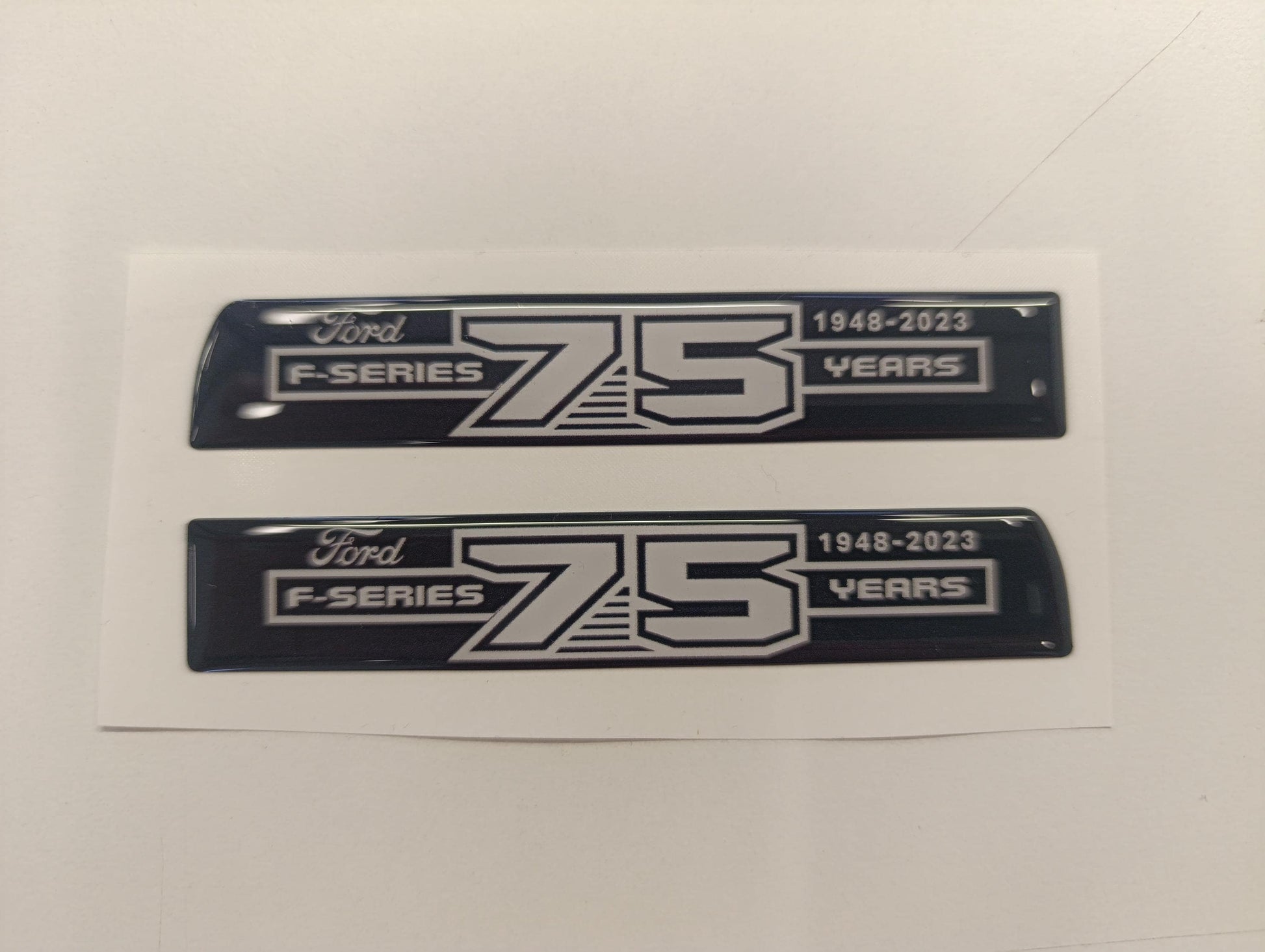 F Series 3D 75 Years Aftermarket Replacement Fender Decals for 2023 and 2024 Ford F250 or F350 Domed Decal 2pcs / Sticker Resin Set / W & G