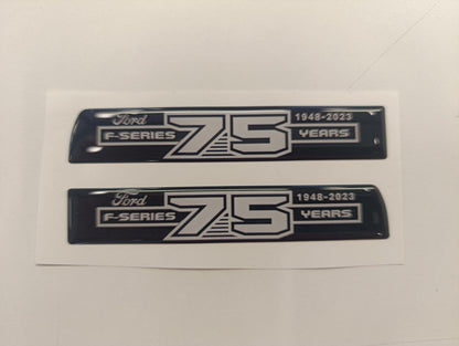 F Series 3D 75 Years Aftermarket Replacement Fender Decals for 2023 and 2024 Ford F250 or F350 Domed Decal 2pcs / Sticker Resin Set / W & G