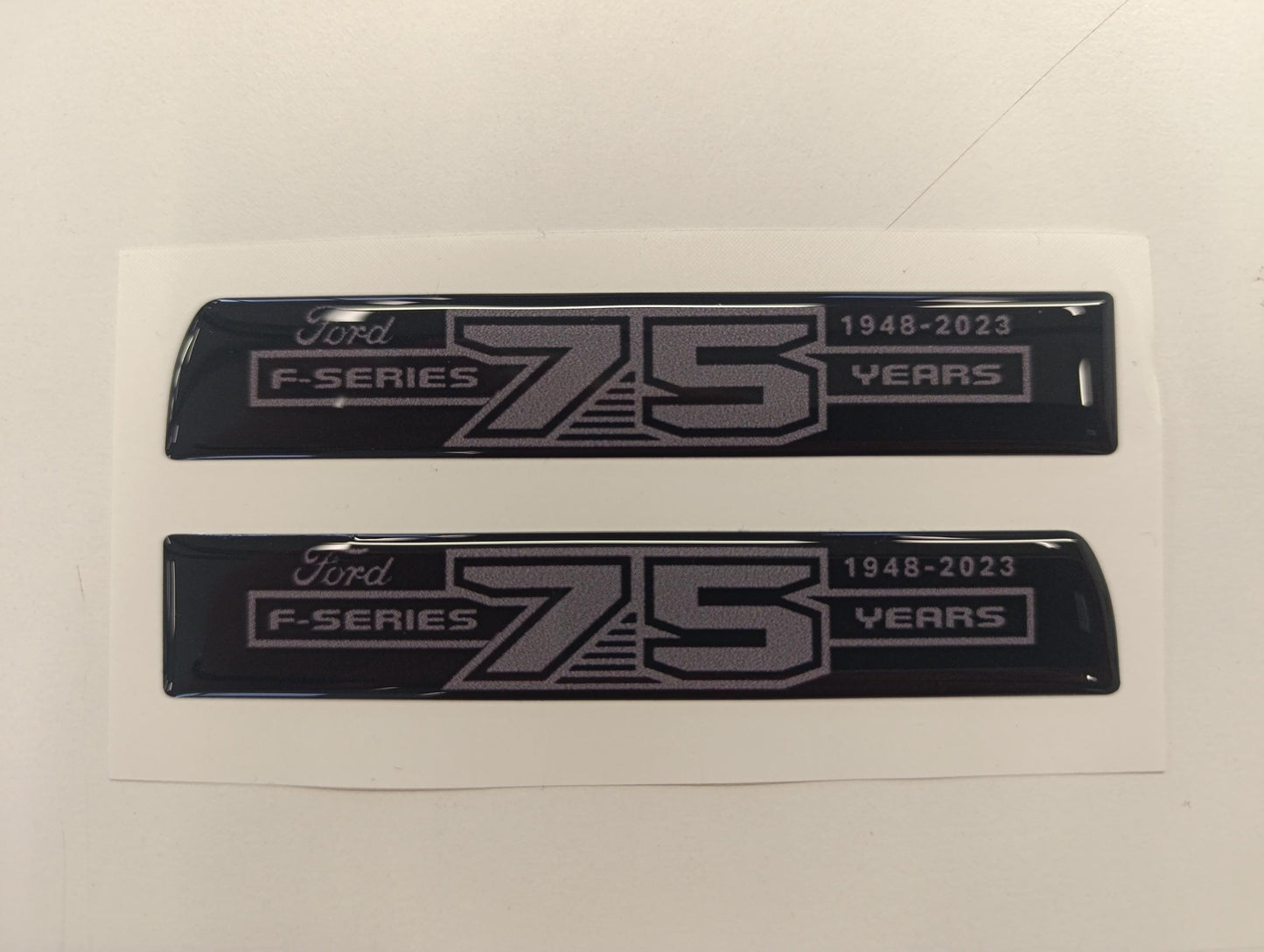 F Series 3D 75 Years Aftermarket Replacement Fender Decals for 2023 and 2024 Ford F250 or F350 Domed Decal 2pcs / Sticker Resin Set / W & G