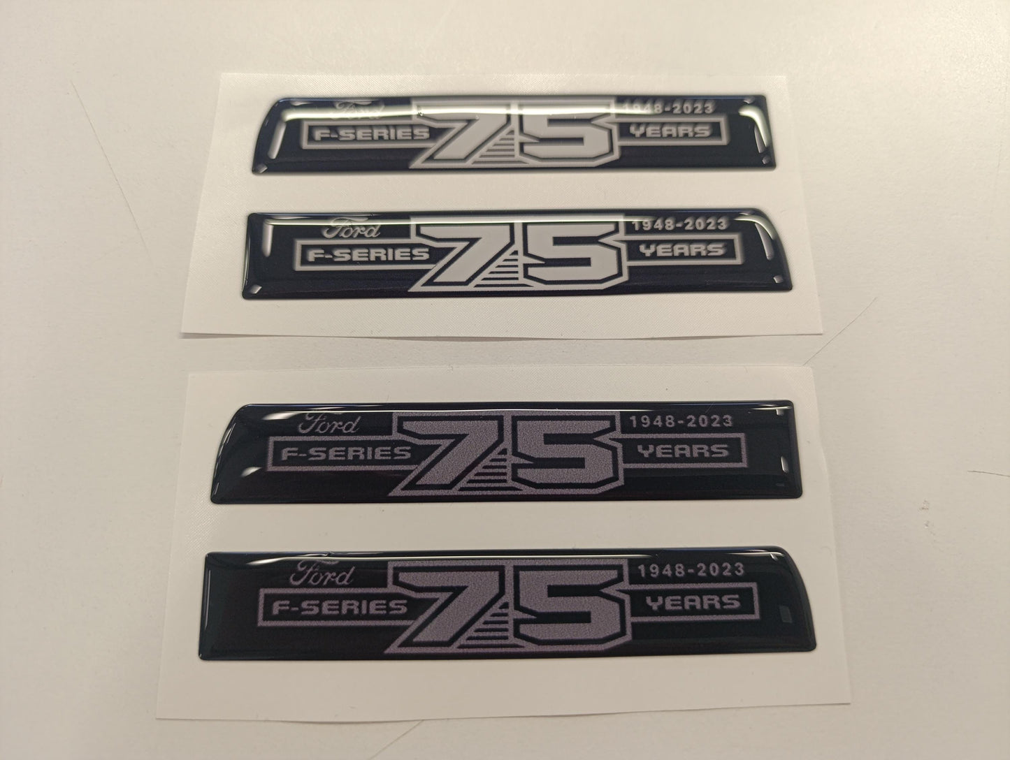 F Series 3D 75 Years Aftermarket Replacement Fender Decals for 2023 and 2024 Ford F250 or F350 Domed Decal 2pcs / Sticker Resin Set / W & G - Primary color: White,Grey